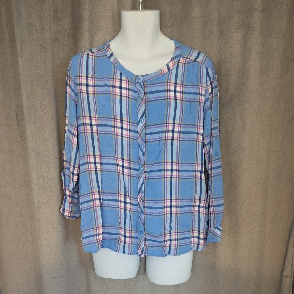 XXL Northern Reflections Blue Sailor Collar Button Down Shirt